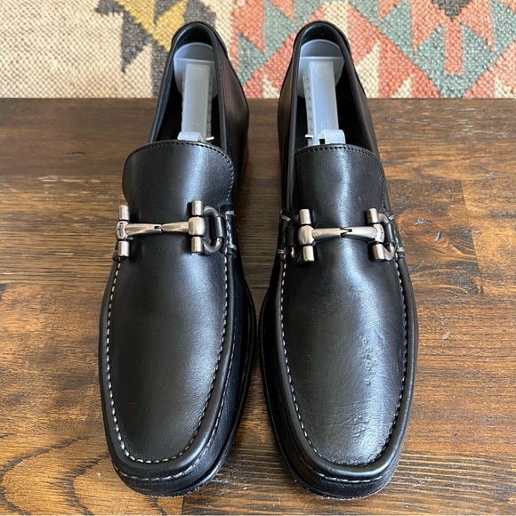Salvatore Ferragamo Magnifico Gancini Bit Black Leather Loafers 7.5 D - Picture 1 of 17